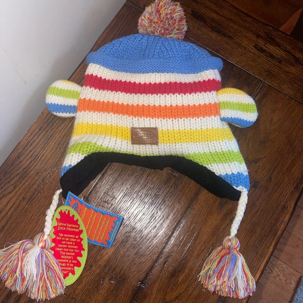 Kyber Outwear RAINBOW SOCK MONKEY-knit LINED  Kids‎ Hat New